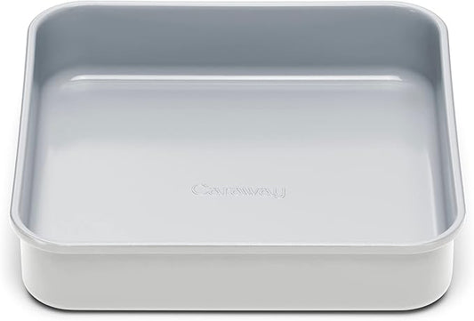 Caraway Non-Stick Ceramic 9” Square Pan - Naturally Slick Ceramic Coating - Non-Toxic, PTFE & PFOA Free - Perfect for Brownies, Lemon Bars, Cakes, & More - Gray