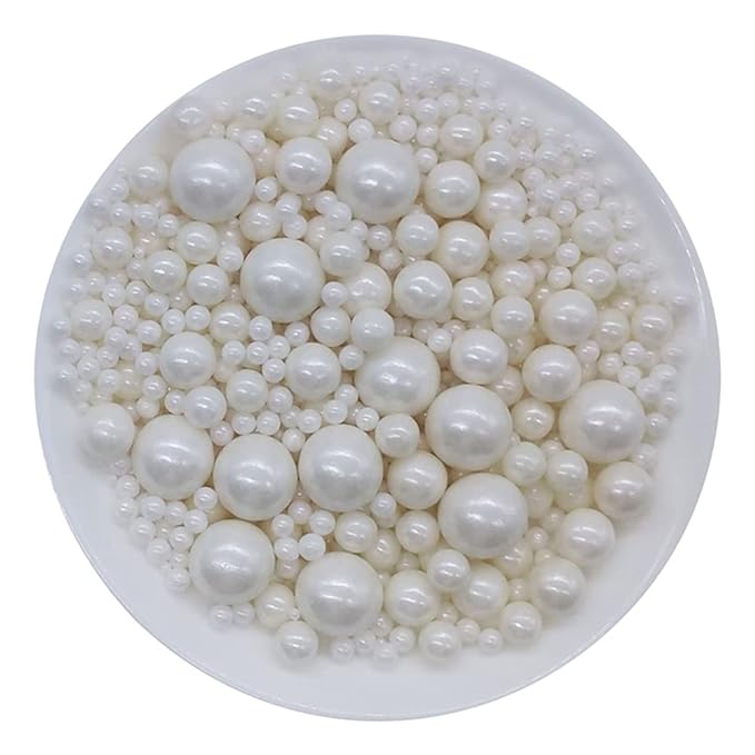 Edible White Sugar Pearls Candy Sprinkles 120G/ 4.23Ounce Baking Cake Sprinkles Cupcake and Cake Topper Cookie Decorations Wedding Party Valentines Halloween Christmas Supplies