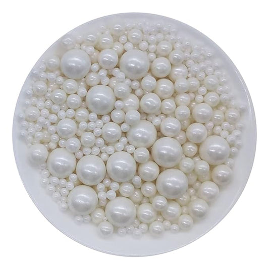 Edible White Sugar Pearls Candy Sprinkles 120G/ 4.23Ounce Baking Cake Sprinkles Cupcake and Cake Topper Cookie Decorations Wedding Party Valentines Halloween Christmas Supplies
