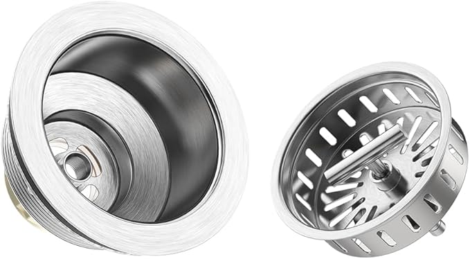 KONE Kitchen Sink Drain Sink Strainer 3-1/2 Inch Drain Assembly Kit Replacement for Universal 3.5 Inch Kitchen Sink, All Stainless Steel Body with Strainer Basket and Drain Stopper (Stainless)