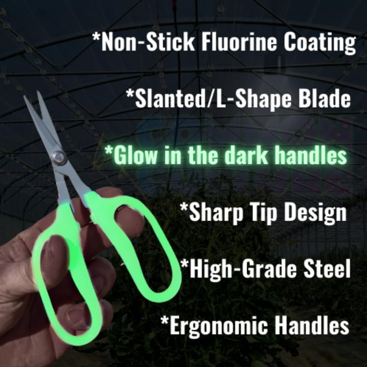 Obsidian Drake Pro Hort Trimming Scissors - Non-Stick Fluorine L-Shape Blade - Glow in the Dark - by Common Culture