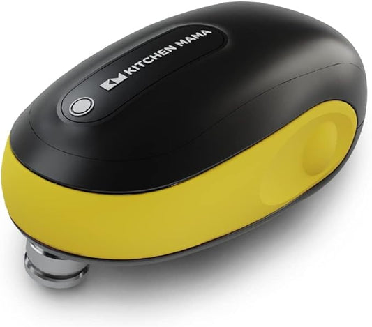 Kitchen Mama One-To-Go Electric Can Opener: One Touch, Auto Stop, Smooth Edge, Lid Lift, Safety, Automatic, Magnetic, Cordless, Battery Operated, Kitchen Appliance for Senior with Arthritis (Yellow)