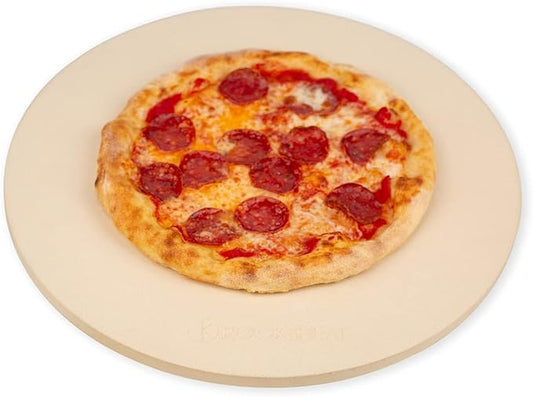K ROCKSHEAT Pizza Stone Round 16 Inch for Grill and Oven, Large Cordierite Baking Stone for Bread, Safe Circular Cooking Stone for Grill 16", Easy to Clean