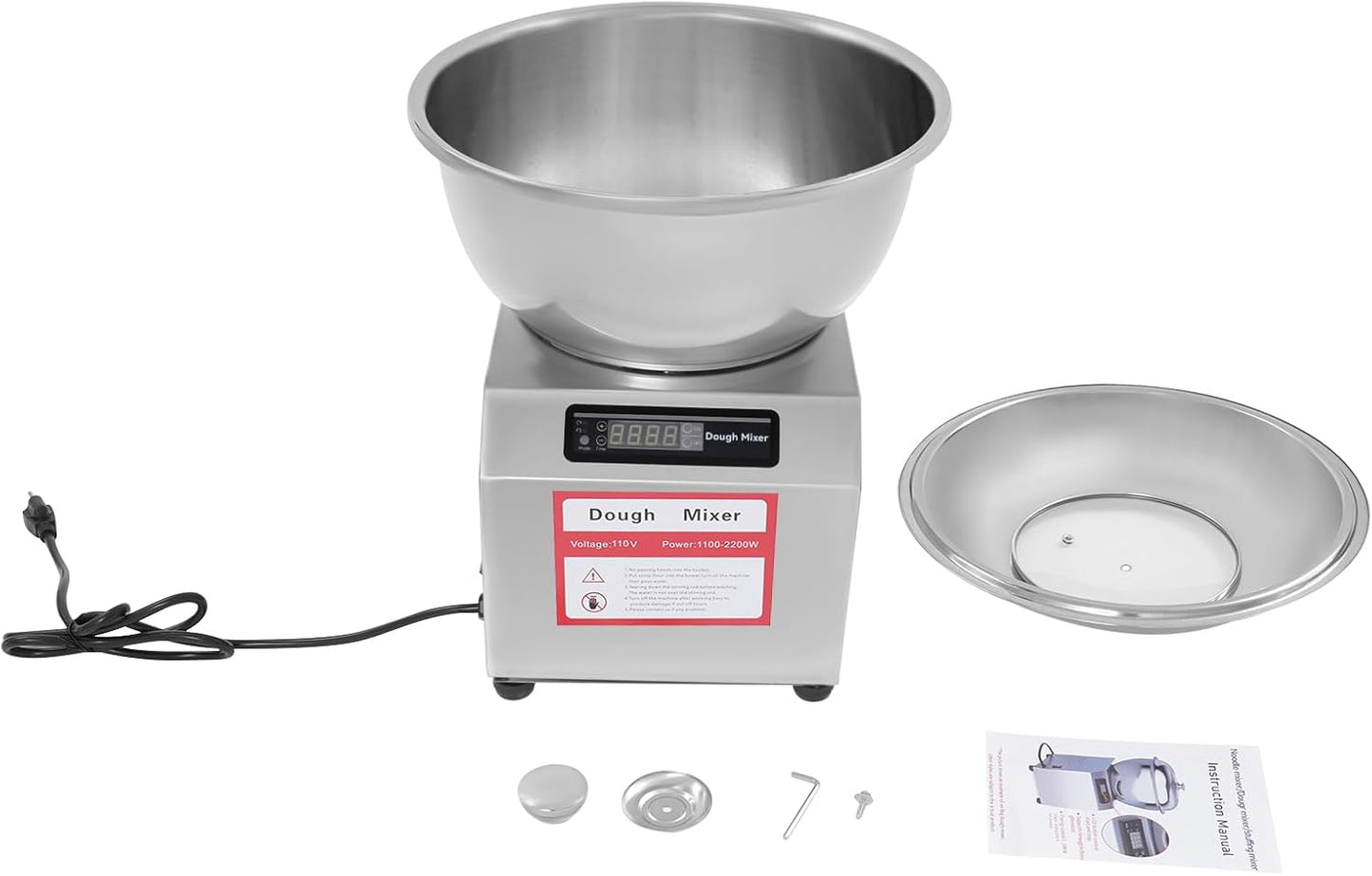 Commercial Dough Mixer Electric, 14Qt 1500W 201 Stainless Steel Large Dough Maker Machine, Heavy Duty Flour Mixing Machine, Bread Mixer for Restaurant School Bakery