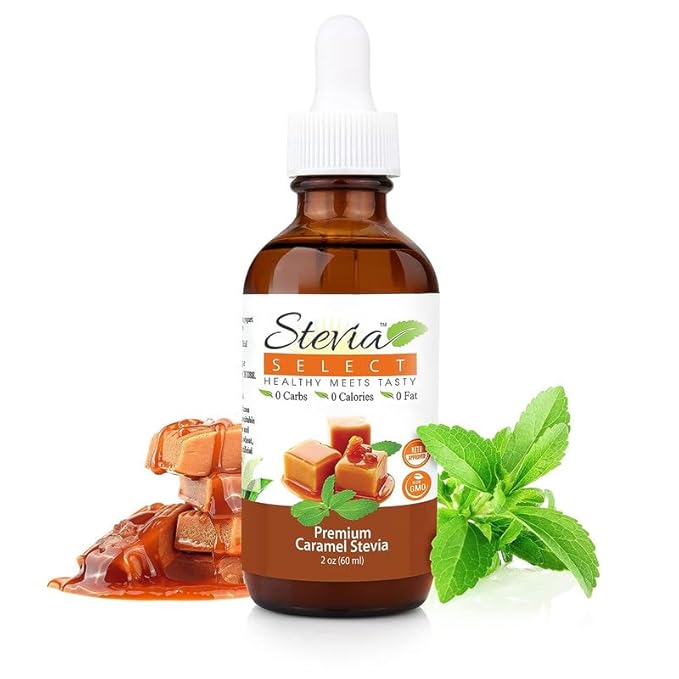 Stevia Select Caramel Flavored Liquid Stevia – Zero Calorie Coffee, Tea, Drink & Baking Sweetener, All-Natural, No Erythritol, Keto-Friendly Sugar Alternative, 300 Servings – 2 Oz