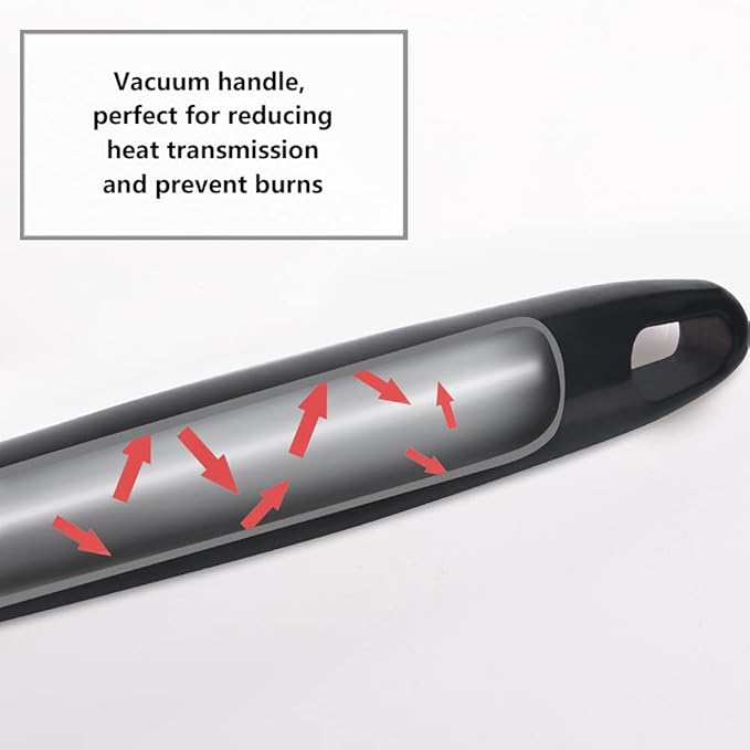 Newness Soup Ladle, [Rustproof, Heat Resistance, Integral Forming] Durable 304 Stainless Steel Soup Spoon with Vacuum Ergonomic Round Handle, Cooking Spoon for Kitchen, 13.7 Inches, Black