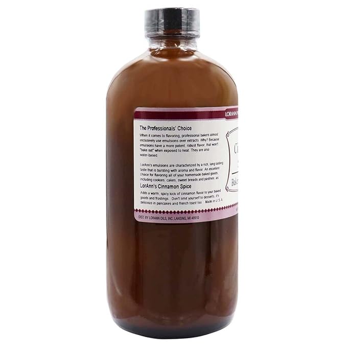Lorann Oils Cinnamon Spice Bakery Emulsion: True Cinnamon Essence, Perfect for Enhancing Spiced Undertones in Baked Goods, Gluten-Free, Keto-Friendly, Cinnamon Extract Alternative for Your Kitchen