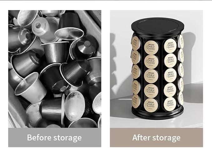 K Cups Holder,K Cup Carousel, Coffee Pods Storage Organizer Stand,New Modern Design, Home or Office Kitchen Counter Organizer（Capacity of 40 Pods, Black）