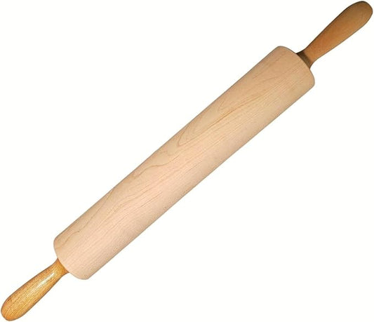 Frieling Crafted In the USA Maple Rolling Pin - Heavy Duty Rolling Pin with Ball Bearing Handles - 2.75-Inch by 18-Inch Barrel - Wooden Rolling Pin Baking