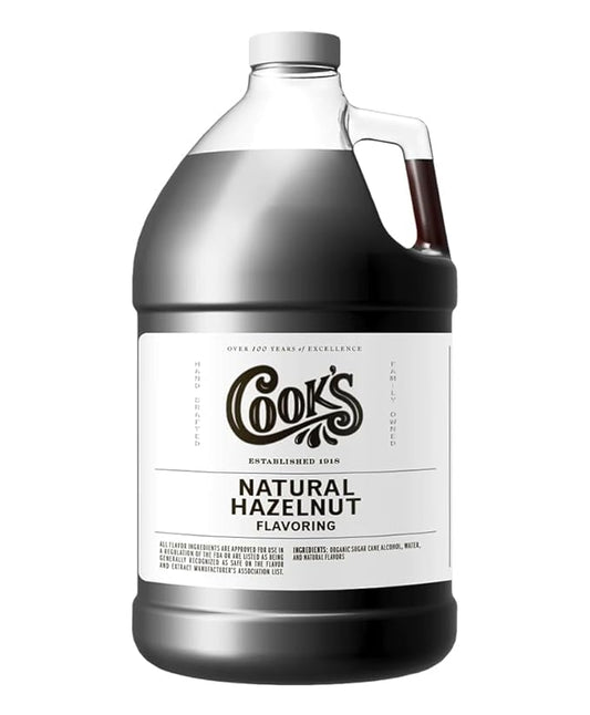 Cook's, Pure Hazelnut Flavor, Perfect for Baking and Cooking, Certified Kosher, Gluten Free, Allergen Free, Vegan, 128 oz (1 Gallon)