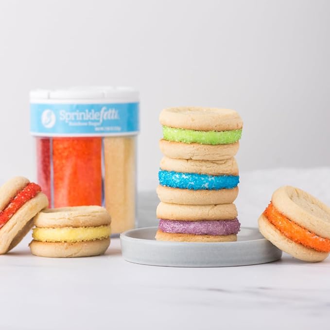 Sweets Indeed Sprinkles 6 Cell Edible Sprinkle Mix Jimmies Perfect for Cake Decorations Baking Ice Cream Cookies Cupcake Topper (Rainbow Sugar)