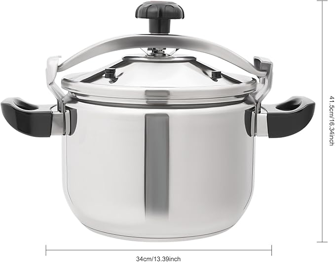 23.2 Quart Pressure Cooker Stainless Steel Pressure Canner, Large Capacity, Commercial Pressure Cooker Clamp On Type, Single Valves for Family or Commercial Use
