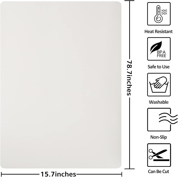 Silicone Mats for Kitchen Counter, Nonslip Silicone Mats for Crafts Countertop Protector Heat Resistant Mat (78.7” x 15.7”, Beige)