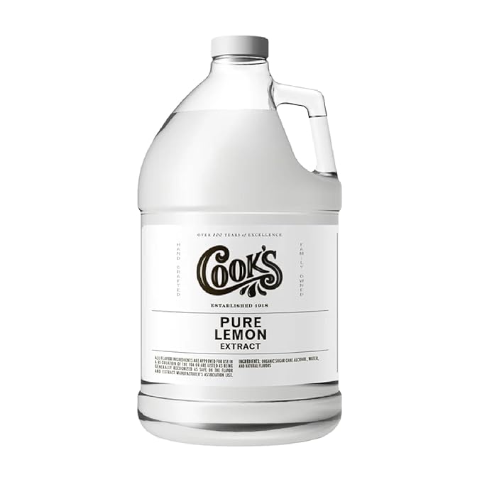 Cook's Pure Lemon Extract, Premium Quality, Cold Pressed Lemon, Sugar Free, Gluten Free, Allergen Free, 128 Ounces (1 Gallon)