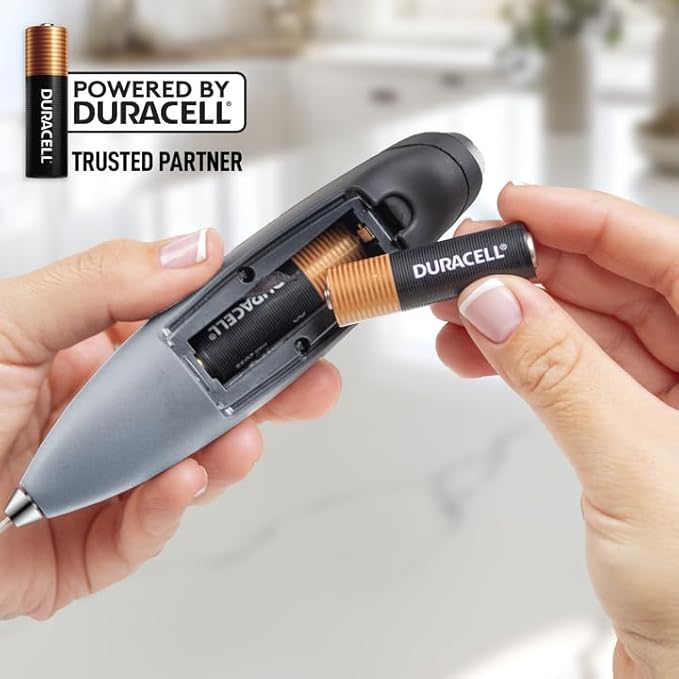 Zulay Kitchen Powerful Milk Frother Wand With 4 AA Duracell Batteries - Ultra Fast Handheld Drink Mixer - Electric Whisk Foam Maker for Coffee, Lattes, Cappuccino, Matcha & Creamer -