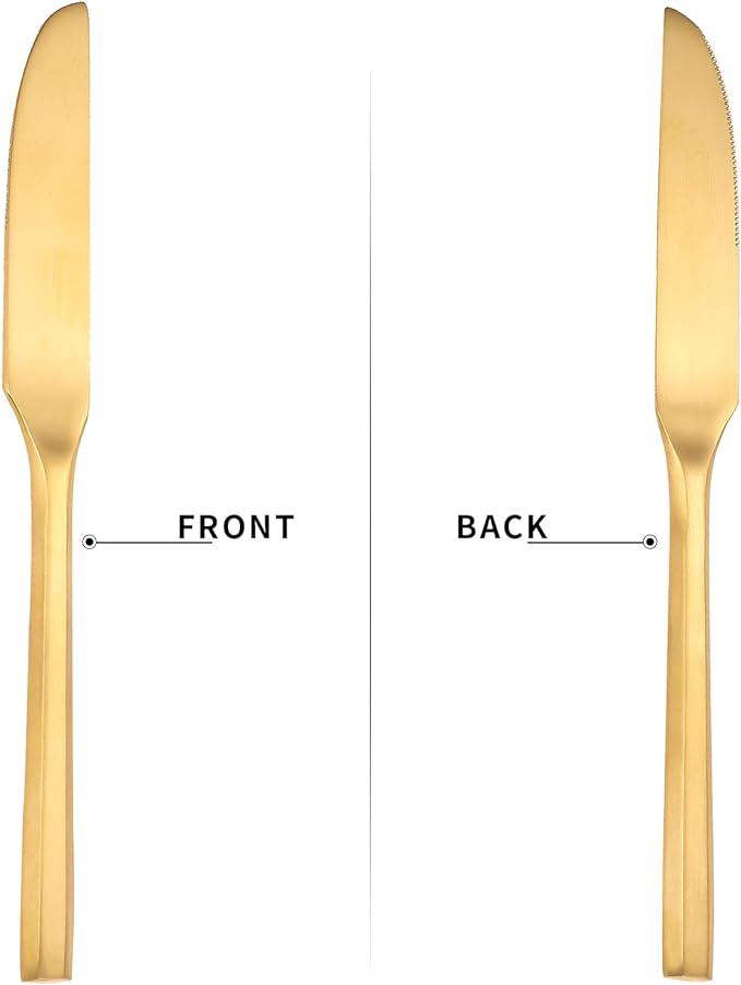 Matte Silverware Set Gold Flatware Set with Hexagon Handle 20 Pieces 18/0 Stainless Steel Cutlery Set Wedding Housewarming Gift Service for 4 (Matt gold)