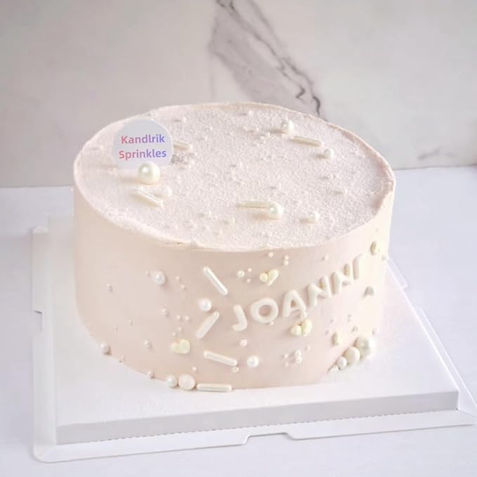 White Sprinkles Candy Mix Size Edible Pearls Cake Decorations Cupcake Toppers Cookie Decorating Perfect for Wedding Party Valentine Halloween Christmas Supplies 4.58OZ