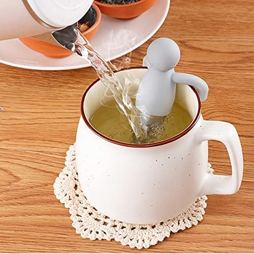 2 Pack Tea Infuser for Loose Tea Extra Fine Mesh Tea Steeper Stainless Steel Tea Strainer with Silicone Handle Cute Tea Ball for Cup Mug, Grey and Yellow