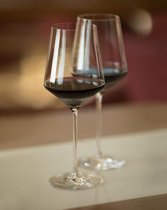 Red Wine Glasses Set of 2, Premium Crystal Wine Glasses Hand Blown, 15 oz,Thin Rim,Long Stem,Perfect for Red or White, Daily Use,Unique Wedding Anniversary Birthday or Birthday Gift