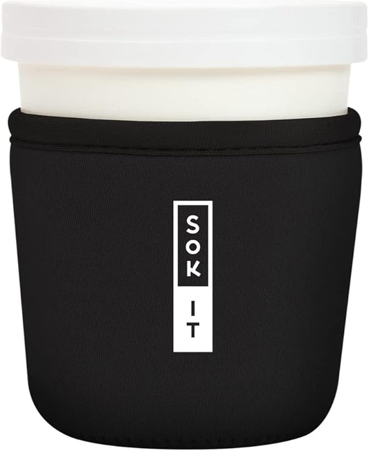 Sok It IceCreamSok Insulated Neoprene Cover (Black, Tapered Ice Cream Pints)