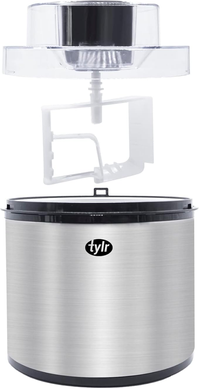 Tylr 2 Quarts Ice Cream Maker, Sorbet, Yogurt, Milkshakes, Smoothie and more, with One Touch program in as little as 20 minutes.