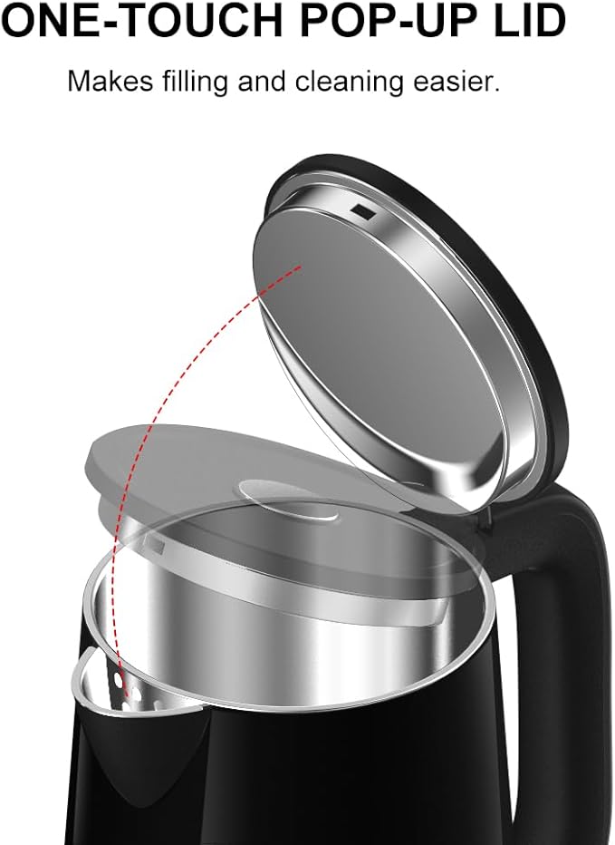 Temperature Control Electric Kettle, Long-term Keep Warm 304 SS Interior 1.7 L Electric Tea Kettle & Hot Water Boiler with Real Time Display,Auto-Off & Boil-Dry Protection, BPA Free