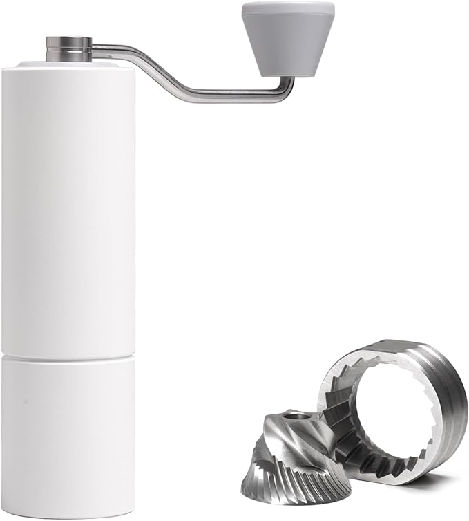 TIMEMORE Manual Coffee Grinder Foldable Hand Coffee Grinder Stainless Steel Conical Burr Chestnut C2 MAX Internal Adjustable Setting Capacity 30g French Press Coffee for Travel, Camping, Home White