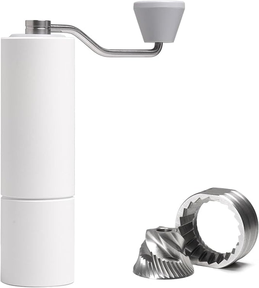 TIMEMORE Manual Coffee Grinder Foldable Hand Coffee Grinder Stainless Steel Conical Burr Chestnut C2 MAX Internal Adjustable Setting Capacity 30g French Press Coffee for Travel, Camping, Home White
