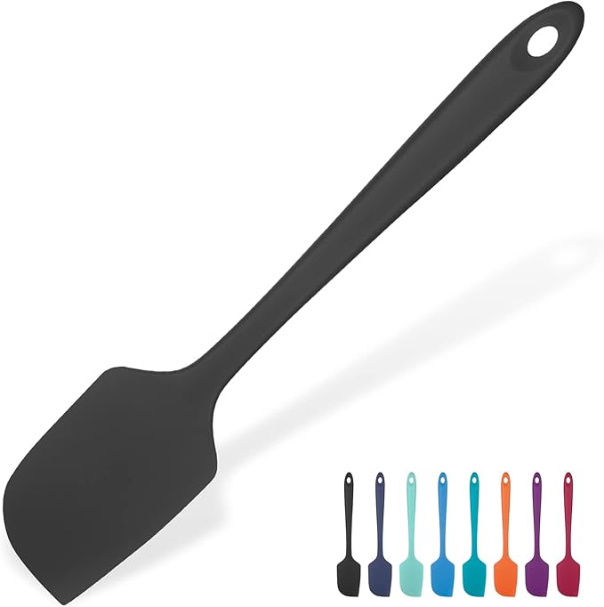 Heat Resistant Silicone Large Spatula: U-Taste 600ºF High Heat Flexible 11.38in Silicon Mixing Stirring Cooking Scraping Baking Bowl Scraper Seamless Spreader for Kitchen Nonstick Cookware (Black)