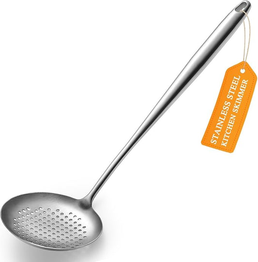 Kitchen Skimmer - Slotted Spoon for Straining, Stainless Steel Spider Strainer Skimmer Ladle for Cooking and Frying, Kitchen Utensils Pasta Spoon