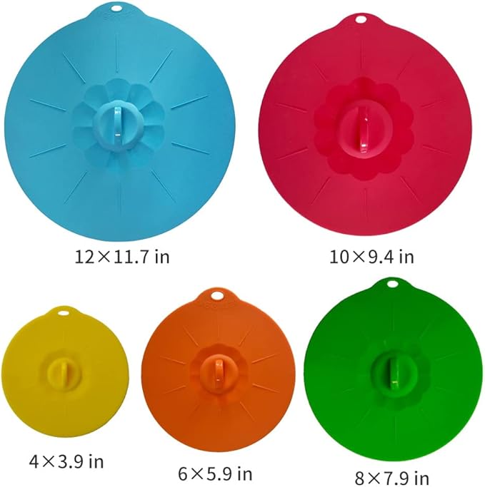 Silicone Lids Covers - Microwave Food Cover for Bowls,Cups,Pots,Pans Food Safe BPA Free Silicone Bowl Covers Easy to Clean and Storage