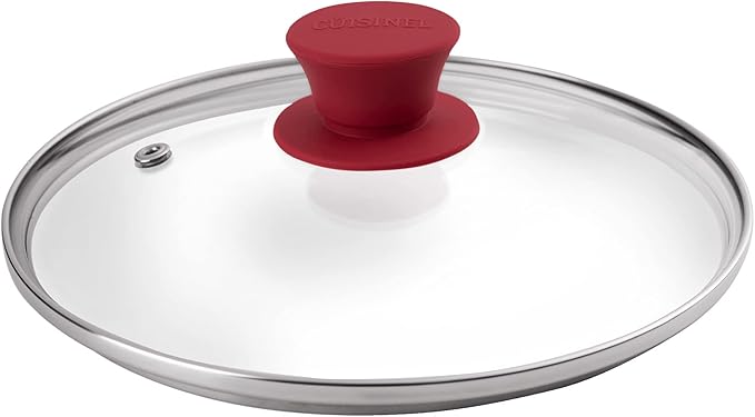 Glass Lid with Steam Vent Hole - 8"-Inch/20.32cm - Compatible with Lodge Cast Iron Skillet Pan - Fully Assembled Universal Replacement Cover - Tempered and Oven Safe - Reinforced Stainless Steel Rim