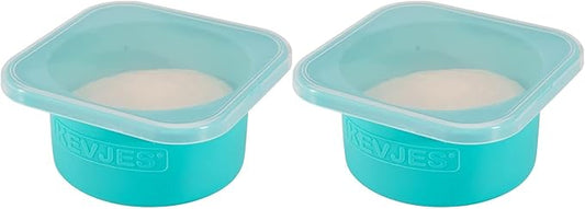 Stackable Silicone Artisan Pizza Dough Proofing Box Proving Containers with Lids pizza making accessories-2 pack-500ml portion (Blue)