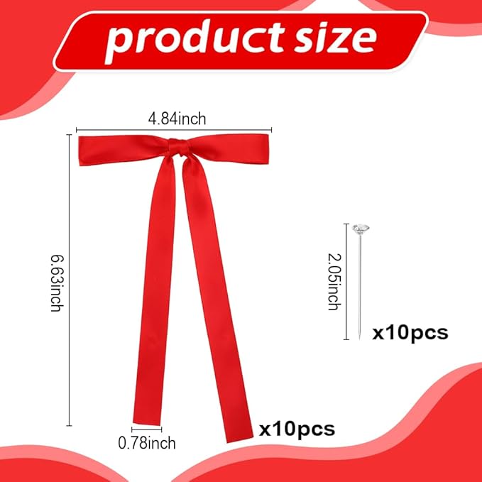 Bow Cake Toppers, 10 Pcs Large Red Bows Cupcake Toppers Themed Party Decorations, Red Birthday Cake Decorations for Wedding Baby Shower Party Supplies