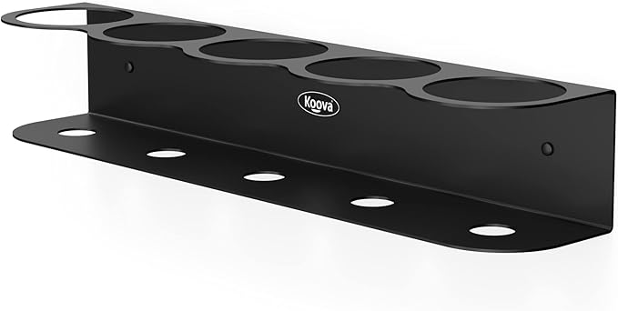 Koova 5 All-Purpose Spray Bottle Holder | Easy Install Wall Mount Hardware Included | Heavy-Duty Powder Coated Steel Storage Rack for Garage And Home | Craft Workspace Paint Bottle Organizer USA Made