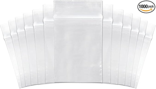SNL | 3" X 4" - 2 MIL - 1,000 Bags | Small | Strong | Zipper Lock Reclosable, Clear, Disposable, Plastic Bags, For Food and Storage