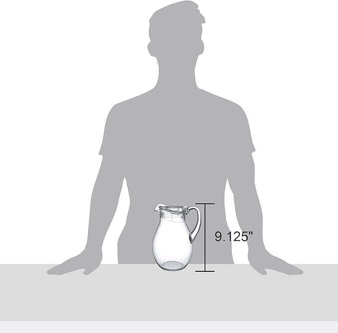 Amazing Abby - Bubbly - Plastic Pitcher (64 oz, 2 Quart), Clear Water Pitcher with Lid, Fridge Jug, BPA-Free, Shatter-Proof, Great for Iced Tea, Sangria, Lemonade, Juice, Milk, and More