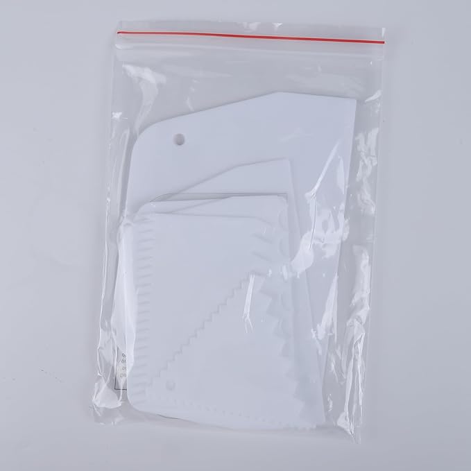 Teenitor Cake Scraper Cake Smoother, 7 Pcs Dough Scraper Bowl Scraper Cake Cutter Cake Spatula Bench Scraper Kitchen Plastic Scraper Tool Cake Decorating Kit