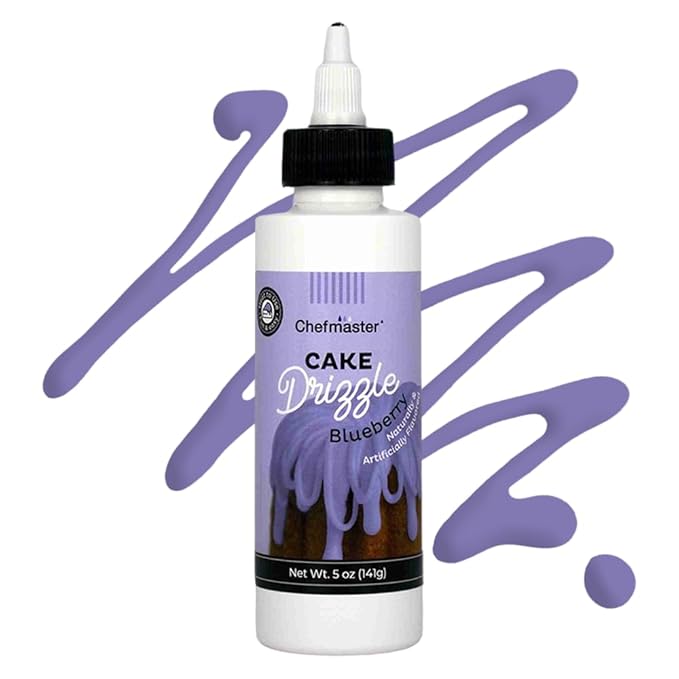 Blueberry-Flavored Cake Drizzle by Chefmaster, Edible Cake Drip Frosting for Decorating, Drip for Cupcakes, Cookies, Donuts, 5 oz