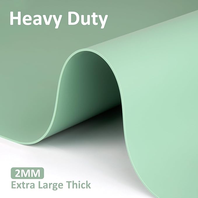 Silicone Mat Heat Resistant Mats for Countertop, Large Silicone Mats for Kitchen Counter Crafts Workbench Table, Size 48x24 inches Thick 2mm,Rolled Package,Light Green