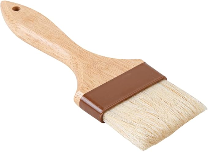 Restaurantware Pastry Tek 3 Inch Wide Buttering Brush 1 Boar Bristle Pastry Brush - Hardwood Handle Built-In Hanging Hole Wood Basting Brush Sturdy Ferrule For Glazing And Basting