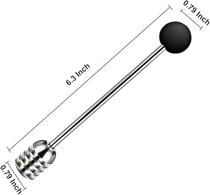 Stainless Steel Honey Dipper Stick 6.3 Inch Honey Wand Server for Honey Pot Dispense Drizzle Honey, Wedding Party Favors, Baby Shower (Black)