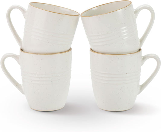 famiware Jupiter Coffee Mugs Set of 4, 14 OZ Coffee Mug, Microwave and Dishwasher Safe, Coffee Cups with Handle for Coffee, Tea, Cocoa, Milk, White