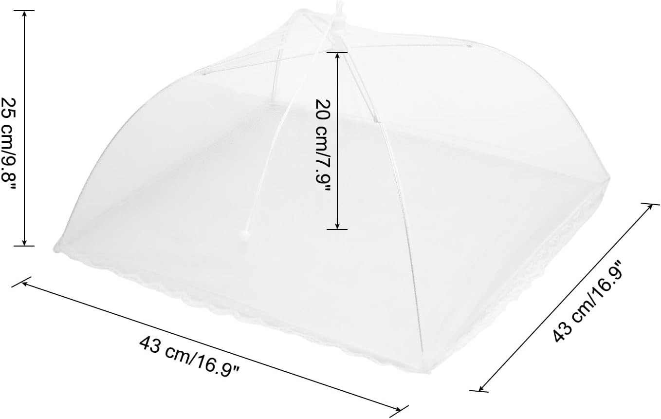 uxcell 3 Pcs Large and Tall Food Covers 17" Mesh Food Covers for Outdoors Collapsible Food Protector Covers Tent for Parties Outdoor Picnics BBQs, White