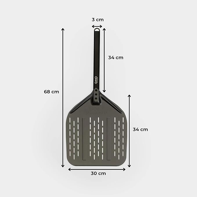 Gino D'Acampo 12" Perforated Pizza Peel: Effortlessly Slide, Rotate, and Retrieve Pizzas - Professional-Grade Perforated Pizza Paddle - Essential Tool for Perfect Homemade Pizzas