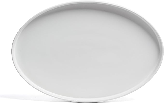 over&back Stackable Stoneware Serving Platter - Elegant 1-Piece Oval Serving Platter to Complete Your Kitchen Set - Perfect for Appetizers, Desserts, and More - 16" L x 11" W - Semi-Matte White