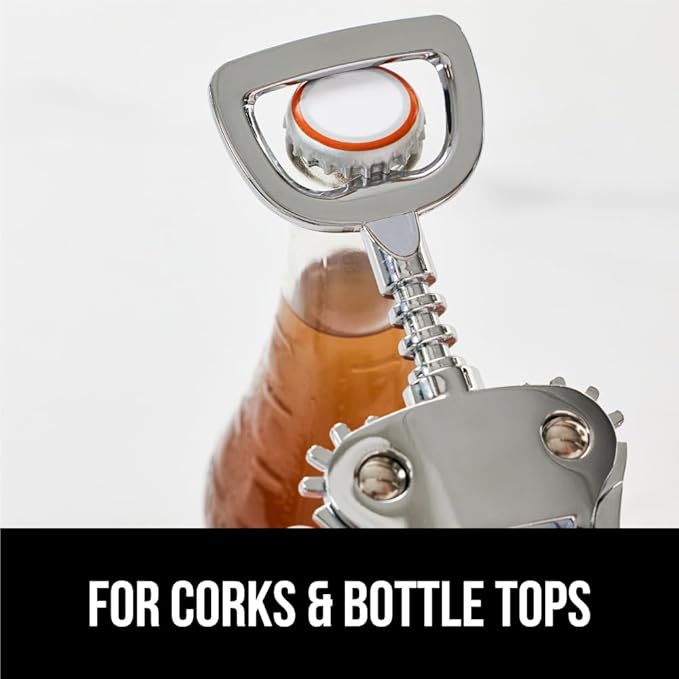GORILLA GRIP BPA-Free Sharp Wine Opener, Heavy Duty Zinc Alloy Wing Corkscrew, Multifunctional Bottle Opener, Remove Corks or Cap, Easy to Use Bar Cork Screw, Dishwasher Safe Kitchen Essentials, Blue
