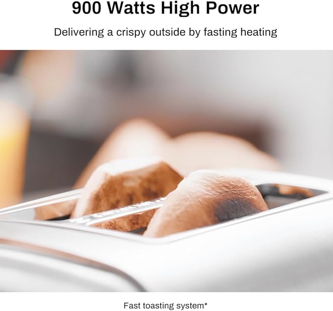 Toaster 2 Slice, Extra Wide Slot Toaster for Bagels, Bread, Waffles, 7 Shade Settings, 4 Main Functions, Removable Crumb Tray, 900 Watts Toasters, Brushed Stainless Steel