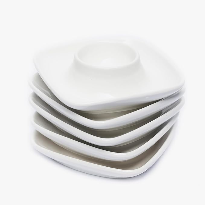 Ceramics White Egg Cups Egg Holders for Hard Boiled Eggs Set 6pcs