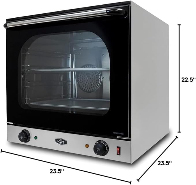 KWS CO-3 1600W Half Size Commercial Countertop Convection Oven, 2 Cu. Ft. - 120V, 4-Tier Toaster w/Front Glass Door, Electric Baking Oven